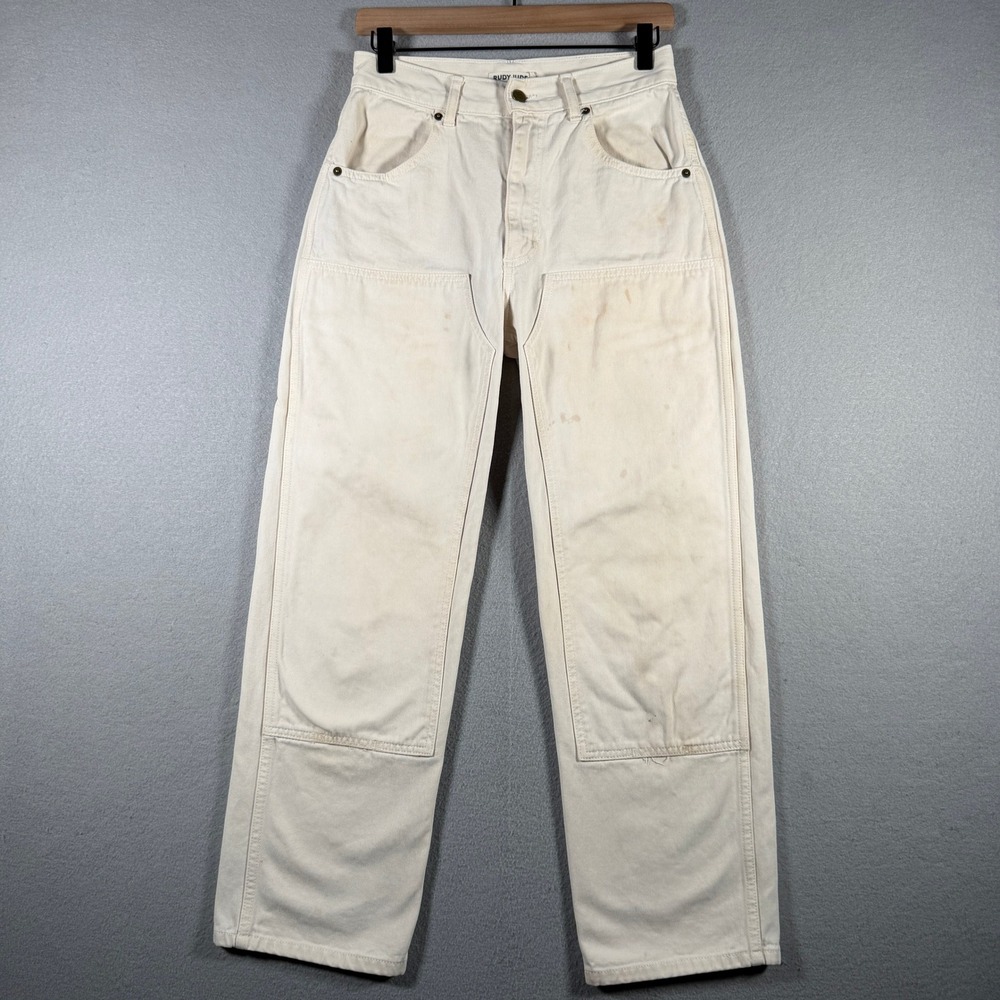 Rudy Jude Women Cream Organic Cotton Double Knee Utility Pants Size 2
